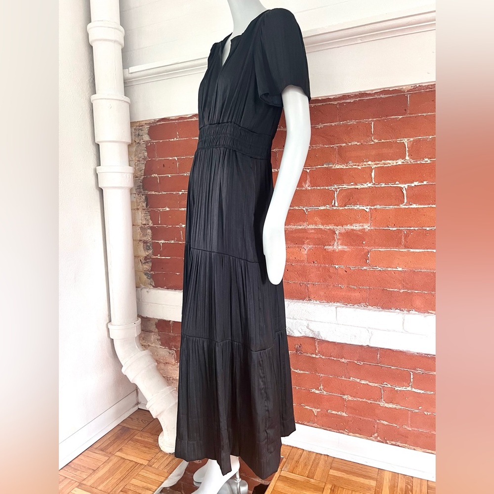 Anthropologie Black Maxi Tiered V‑Neck Dress - Picture 4 of 16